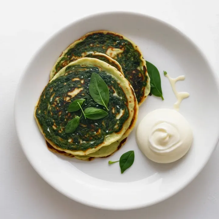 Magical spinach pancakes with delicate natural yogurt - MealWings