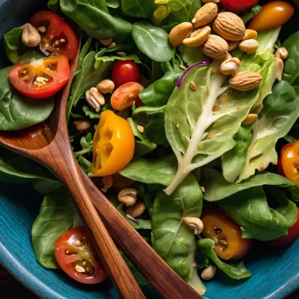 Refreshing green salad with a spicy peanut dressing
