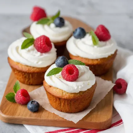 Delicious homemade cottage cheese cupcakes in molds
