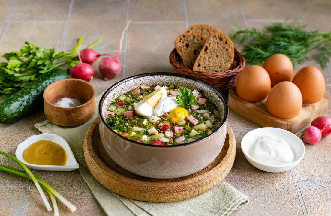 Okroshka with kvass and boiled sausage - MealWings