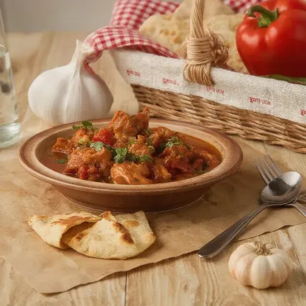 Chicken Chakhokhbili with Wheat Flatbreads