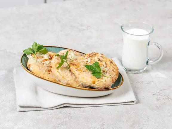 Kefir and Cheese Flatbreads Cooked in a Pan