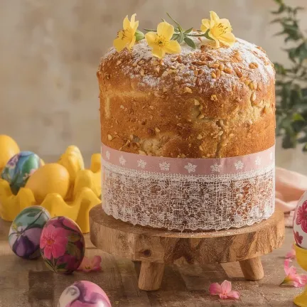 Cottage cheese Easter cake with candied fruits and nuts