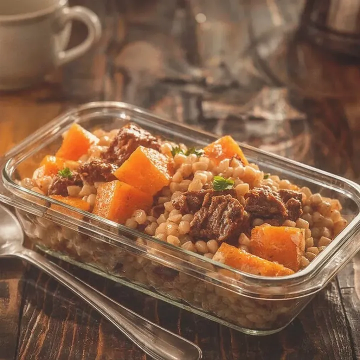 Pearl barley with pumpkin and meat - MealWings