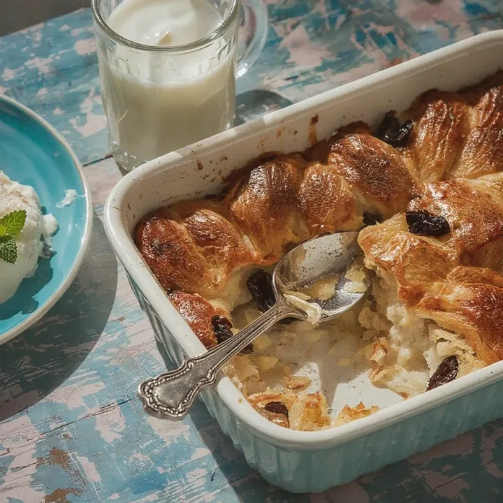 Spiced croissant pudding with raisins - MealWings