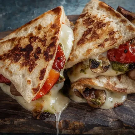 Placki z grillowanymi warzywami i mozzarellą