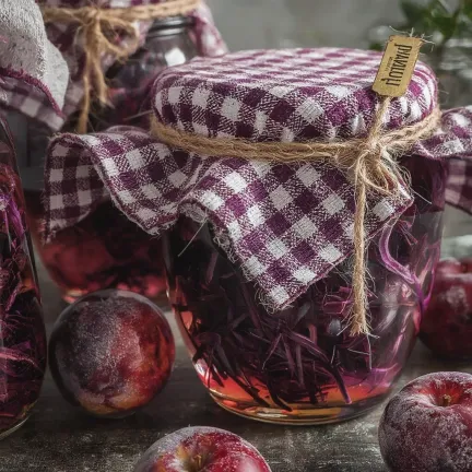 Червонокачанна капуста, консервована зі сливами