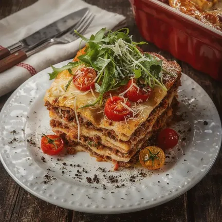 Classic Lasagna with Minced Meat in the Oven