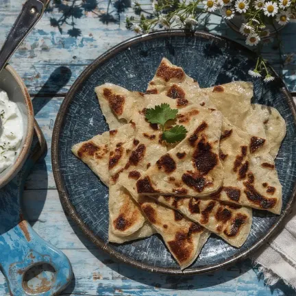 Khychyny with cheese and herbs