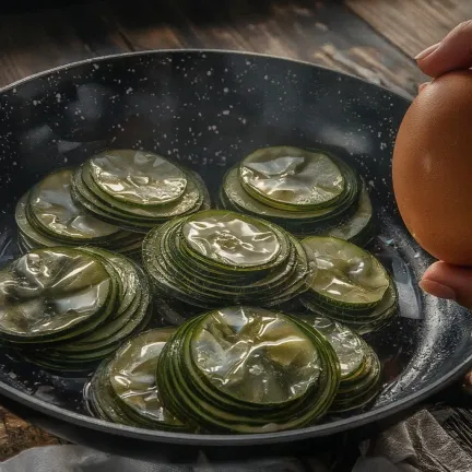 Cukkinis rakottas serpenyőben