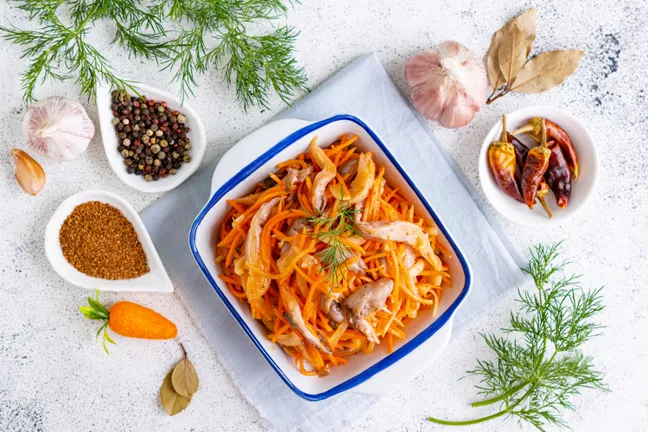 Korean-style oyster mushrooms with vegetables