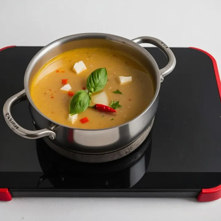 Clean the garlic and mash it in a mortar with salt. Add the mashed garlic to the soup along with the bay leaf and adjika to taste. Bring the soup to a boil and simmer over low heat for another 5 minutes. Serve the soup hot, enjoying the rich taste and aroma.
