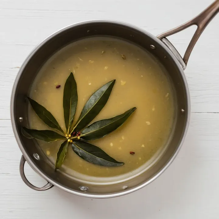 Prepare a fragrant marinade for the beans, which will become the basis of the flavor. In a small saucepan, combine one liter of drinking water with vegetable oil, sugar, salt, bay leaf, black and allspice peppercorns, cloves, and mustard seeds. Bring the mixture to a boil and cook for 2 minutes to allow all the flavors to develop.
