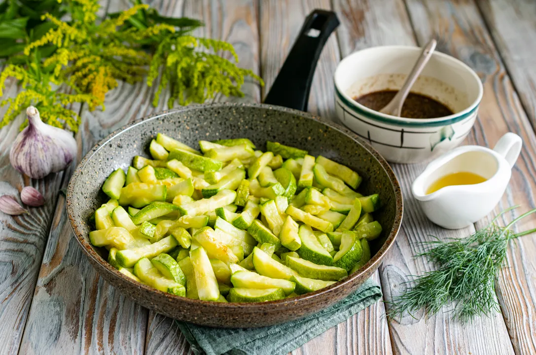 Stirring occasionally, sauté the vegetables over medium heat for 5-6 minutes until lightly golden.