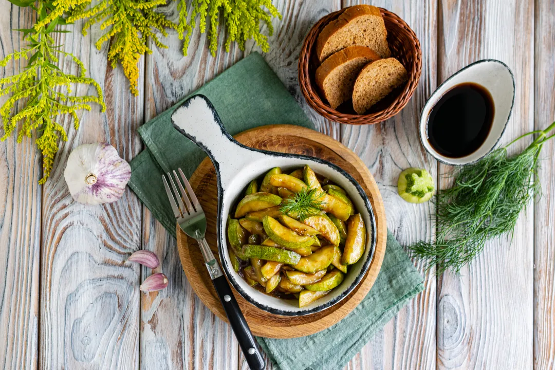 The aromatic zucchini prepared with this recipe pairs wonderfully with rice, buckwheat, noodles, and stewed or baked meat, poultry, and fish. They can also be used as a side dish for Asian cuisine or served as a standalone vegetable appetizer. Enjoy your meal!